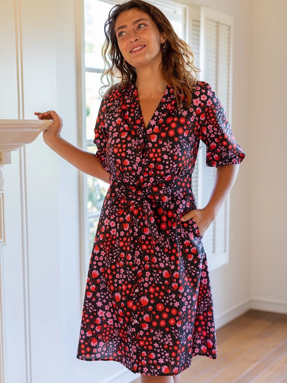 Lesley Evers HARRIET dress Blossom Breeze Red NWOT size Small